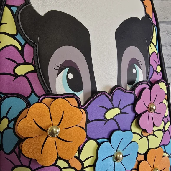 Loungefly Bambi Flower Mini Backpack Floral Blooms Colorful Disney Bag New - Picture 11 of 16